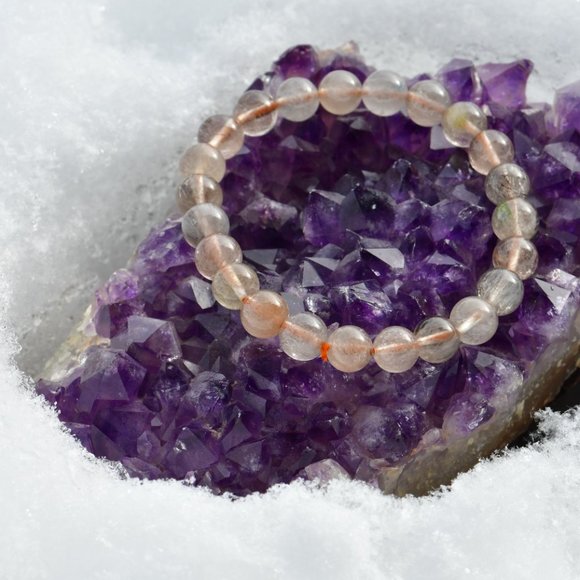 Crystalbabyhkyyc 🔮7mm+ Colorful Rutilated Quartz Bracelet - Picture 2 of 5